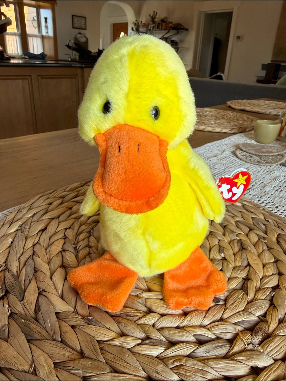 TY Beanie Babies Stuffed Animal Plush Quackers Duck Yellow Duck with Tag 1998